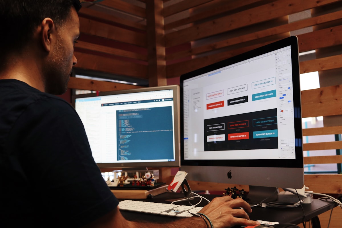 Creative designer crafting modern high-converting UI landing page designs and brand palettes